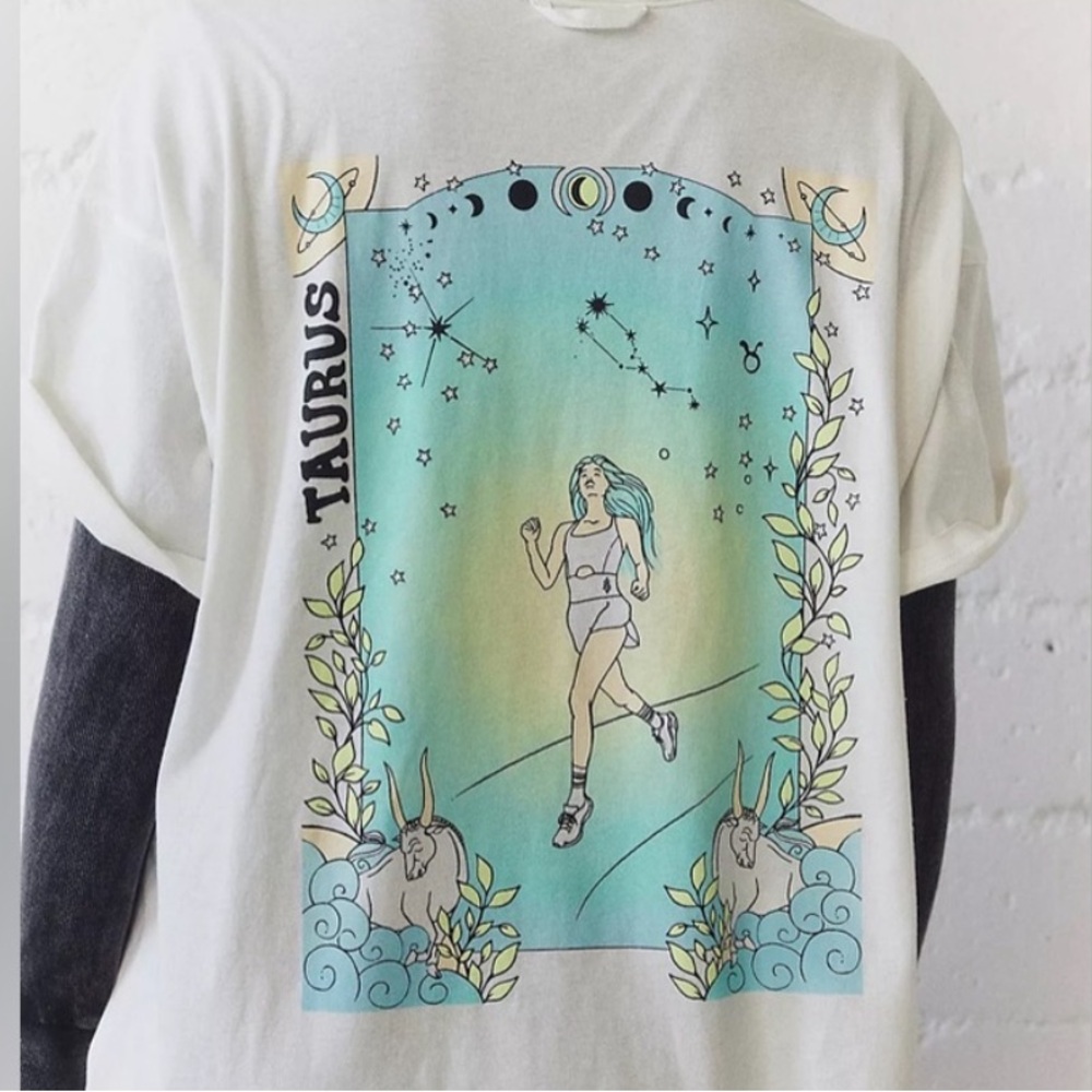 Free People White Graphic Tee